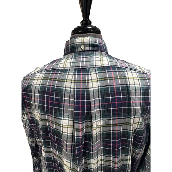 Ralph Lauren Oxford Shirt Men's Large Blue Green Tartan Plaid Button Up L/S - Picture 7 of 8